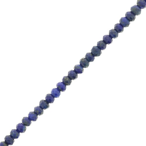 Perles rondelles aplaties facettées 3.5x2.5mm en pierre gemme - Lapis lazuli x39cm