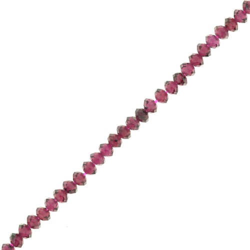 Perles rondelles aplaties facettées 3x2 mm en pierre gemme  - Grenat x39cm