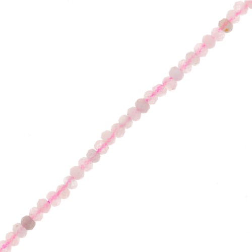 Perles rondelles aplaties facettées 3x2 mm en pierre gemme  - Morganite x39cm