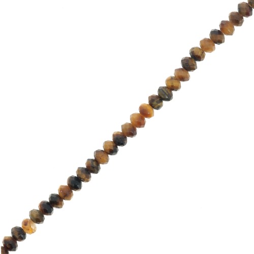 Perles rondelles aplaties facettées 3x2 mm en pierre gemme  - Oeil de tigre x39cm