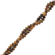 Perles rondelles aplaties facettées 3x2 mm en pierre gemme  - Oeil de tigre x39cm