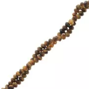 Perles rondelles aplaties facettées 3x2 mm en pierre gemme  - Oeil de tigre x39cm