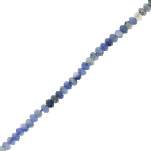 Perles rondelles aplaties facettées 3x2 mm en pierre gemme  - Sodalite x39cm
