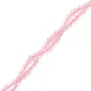 Perles rondelles aplaties facettées 3x2 mm en pierre gemme  - Quartz rose x39cm