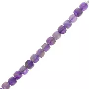 Perles cubes facettés 4.5x4.5 mm en pierre gemme - Amethyste x10