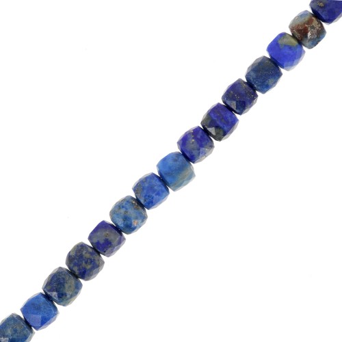 Perles cube facetté 4x4 mm en pierre gemme - Lapis lazuli x10