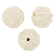 Perles rondes travaillées en résine opaque 10 mm - Ecru x10