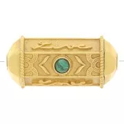 Perle cylindre exclu Perles&Co - imitation gemme 25x12 mm Doré Or fin - Malachite