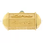 Perle cylindre exclu Perles&Co - imitation gemme 25x12 mm Doré Or fin - Malachite