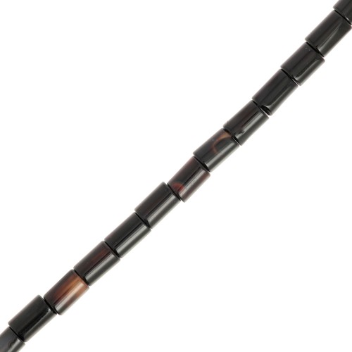 Perles tube en pierre gemme  5x3.5 mm - Agate noire x38cm