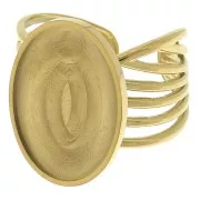Bague large multirangs - réglable - cabochon fond plat 18x13 mm - Acier inoxydable 304 Doré x1