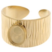 Bague large striée réglable - cabochon fond plat 8x6mm - Acier inoxydable 304 Doré x1|raw }}