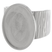 Bague large striée réglable pour cabochon fond plat 18x13 mm - Acier inoxydable 304 x1|raw }}