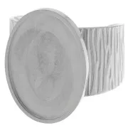 Bague large striée réglable pour cabochon fond plat 18x13 mm - Acier inoxydable 304 x1