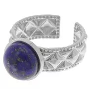 Bague texturée réglable pour cabochon fond plat 10 mm - Acier inoxydable 304 x1