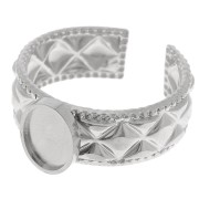 Bague texturée réglable pour cabochon fond plat 8x6 mm - Acier inoxydable 304 x1