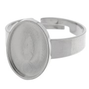 Bague serti réglable pour cabochon fond plat 14x10 mm - Acier inoxydable 304 x1|raw }}