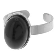Bague fine réglable pour cabochon fond plat 14x10 mm - Acier inoxydable 304 x1