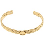 Bracelet jonc tressé réglable 8x160 mm pour cabochon 8x6 mm - Acier inox 304 Doré