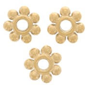 Perles rondelles fleur 6 mm - Acier inoxydable 304L Doré x10