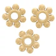 Perles rondelles fleur 6 mm - Acier inoxydable 304L Doré x10