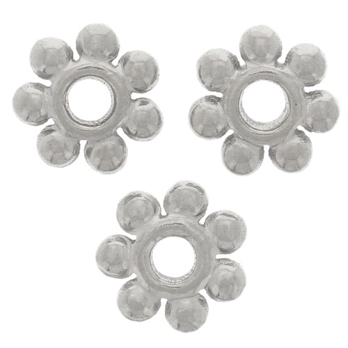 Perles rondelles fleur 6 mm - Acier inoxydable 304L x6