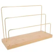 Porte bijoux - Présentoir à bijoux 3 niveaux 24x33 cm en bambou et métal doré x1