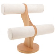 Porte bijoux - présentoir à bijoux pour bracelets 24x24 cm bambou et suédine Beige|raw }}