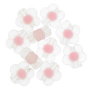 Perles fleurs 12.5 mm - Transparent - Rose Pastel x10|raw }}