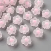 Perles fleurs 12.5 mm - Transparent - Rose Pastel x10