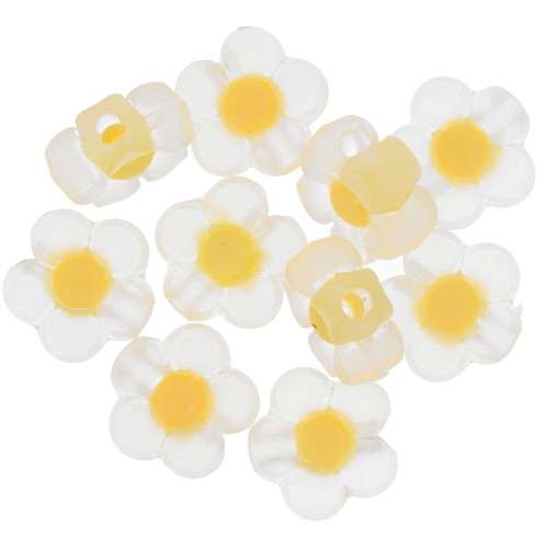 Perles fleurs 12.5 mm - Transparent - Jaune clair x10