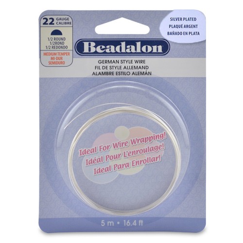 Fil de cuivre demi-rond 0.64 mm German Style Wire - Argenté x5m