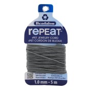 Cordon tressé RePEaT en polyester recyclé 1 mm - Gris x5m