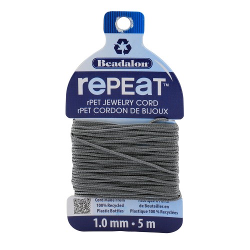 Cordon tressé RePEaT en polyester recyclé 1 mm - Gris x5m