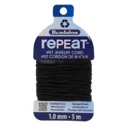 Cordon tressé RePEaT en polyester recyclé 1 mm - Noir x5m