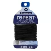 Cordon tressé RePEaT en polyester recyclé 1 mm - Noir x5m
