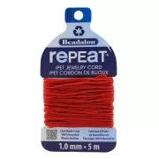 Cordon tressé RePEaT en polyester recyclé 1 mm - Rouge x5m