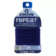 Cordon tressé RePEaT en polyester recyclé 1 mm - Bleu marine x5m