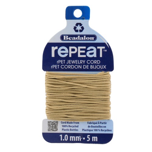 Cordon tressé RePEaT en polyester recyclé 1 mm - Sable x5m