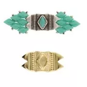 Cymbal - Connecteur pour perles GemDuo 25x12 mm Mantrakia II - Doré à l'or fin x1