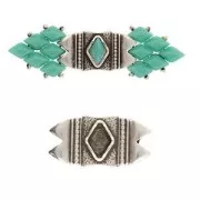 Cymbal - Connecteur pour perles GemDuo 25x12 mm Mantrakia II - Argenté vieilli x1