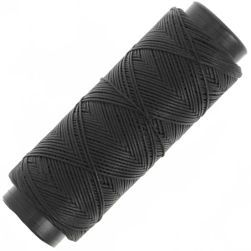 Fil plat en polyester ciré - Slam Cord pour micro macramé 0.8 mm - Noir x100m