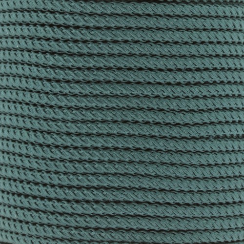 Cordon en polyester tressé 2 mm - Vert canard x1m