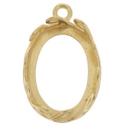 Serti pendentif ovale - décor vagues pour cabochon 18x13 mm - Doré à l'or fin x1|raw }}