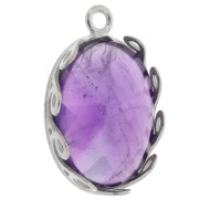 Serti pendentif ovale - décor vagues pour cabochon 18x13 mm - Argent 925 x1