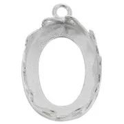 Serti pendentif ovale - décor coeurs pour cabochon 18x13 mm - Argent 925 x1