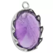 Serti pendentif ovale - décor coeurs pour cabochon 18x13 mm - Argent 925 x1