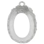 Serti pendentif ovale - décor fleurs pour cabochon 18x13 mm - Argent 925 x1