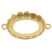 Serti intercalaire ovale - décor fleurs pour cabochon 18x13 mm - Doré à l'or finx1|raw }}