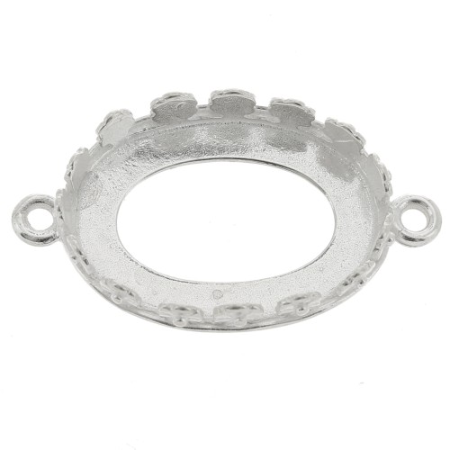 Serti intercalaire ovale - décor fleurs pour cabochon 18x13 mm - Argent 925 x1